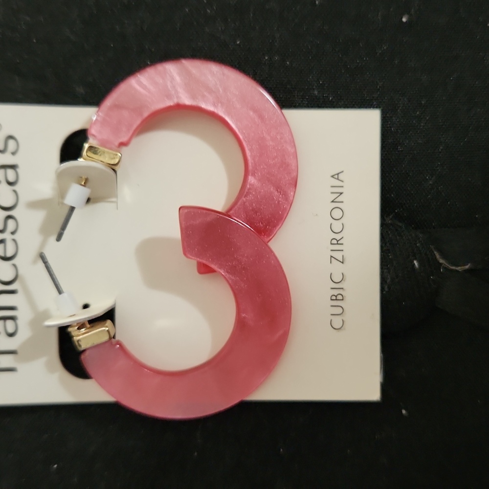 Pink cubic zirconia small hoop earrings